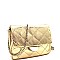 METALLIC CHAIN QUILTED CROSS BODY SHOULDER BAG