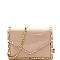 Flap Pyramid Stud Accent Patent Shoulder Bag