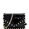 Flap Pyramid Stud Accent Patent Shoulder Bag