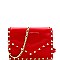 Flap Pyramid Stud Accent Patent Shoulder Bag