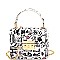 Small Graffiti Effect Pinch-Lock Boxy Flap Satchel