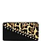 STUDDED DIAGONAL LEOPARD ACCENT WALLET