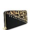 STUDDED DIAGONAL LEOPARD ACCENT WALLET