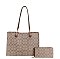 2-IN1 Oval Pattern Large Size Shoulder Tote Bag w Wallet Set
