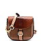 PS3373-LP Crocodile Print Color Block Belted Flap Messenger