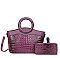 2 IN-1 Croc Round Top Handle Satchel Bag + Wallet