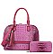 2-in-1 Crocodile Skin Dome Satchel Wallet Set