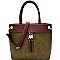 PW1374-LP  Zipper Accent Textured Two-Tone Tote