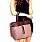 PW1374-LP  Zipper Accent Textured Two-Tone Tote