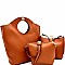 Cut-Out Handle Accent 3 in 1 Satchel Value SET  MH-QW1892