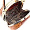 Ostrich Color Block Patchwork Jewel-Top Satchel