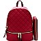 Zipper Accent Quilted Fashion Backpack Wallet SET MH-R8118