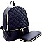 Zipper Accent Quilted Fashion Backpack Wallet SET MH-R8118