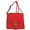 Weaved Whipstitch Tassel Zipper Crossbody Bag