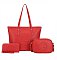 3-IN-1 Fashion Design Tote Bag W Crossbody & Wallet Set red 