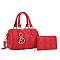 2-in-1 Quilted Heart Design Boston Satchel With Wallet