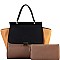 Color Block 2-Way Wing Flap Satchel Wallet SET MH-RX7254W