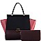Color Block 2-Way Wing Flap Satchel Wallet SET MH-RX7254W
