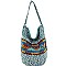 S0327-LP Paisley Aztec Print Canvas Bohemian Slouchy Hobo