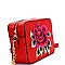 S039-LPF Flower Embroidery Saffiano Boxy Cross Body