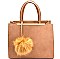 S0506-LP Pom Pom Accent Hardware Quality Satchel