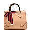 S0520-LP Color Block Bow Accent Bamboo Handle Satchel