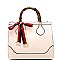 S0520-LP Color Block Bow Accent Bamboo Handle Satchel