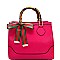 S0520-LP Color Block Bow Accent Bamboo Handle Satchel