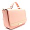 S053-LP Two-Tone Saffiano Flap Cross Body Shoulder Bag