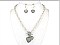 Antique Silver Tone Heart Design Rhinestone Necklace Set