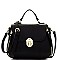 S87014-LP Zipper Accent Turn-lock Flap Medium Satchel