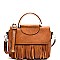 S87145-LP Fringed Metal Handle Small Satchel