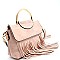 S87145-LP Fringed Metal Handle Small Satchel