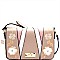 S87158-LP Flower Embroidery Colorblock Flap Cross Body