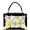 S87248-LP Studded Colorful Flower Embellished Box Satchel