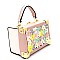 S87248-LP Studded Colorful Flower Embellished Box Satchel