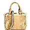 S87249-LP Metallic Snake Print Medium Box Satchel