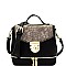 S87278-LP Two-Tone Snake Embossed Flap Medium Satchel