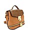 S87278-LP Two-Tone Snake Embossed Flap Medium Satchel