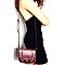 S87323-LP Glittered Flap Metallic Saddle Bag