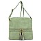 Weaved Whipstitch Tassel Zipper Crossbody Bag
