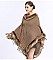 Fringed Large Fur Shawl Wool Cape With Faux Fur