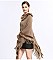 Fringed Large Fur Shawl Wool Cape With Faux Fur