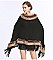 Fringed Large Fur Shawl Wool Cape With Faux Fur