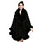 Winter Warm Poncho Cashmere Shawl Cape With Fur