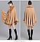 Winter Warm Poncho Cashmere Shawl Cape With Fur