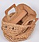 Wooden Handle Straw Summer Handag