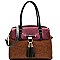 SE3847-LP Tassel Accent Color Block Structured Tote