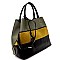 SE6514-LP Color Block Striped Mixed-Material 2-Way Satchel