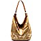 SG124-LP Tassel Accent Textured Metallic 2 Way Hobo